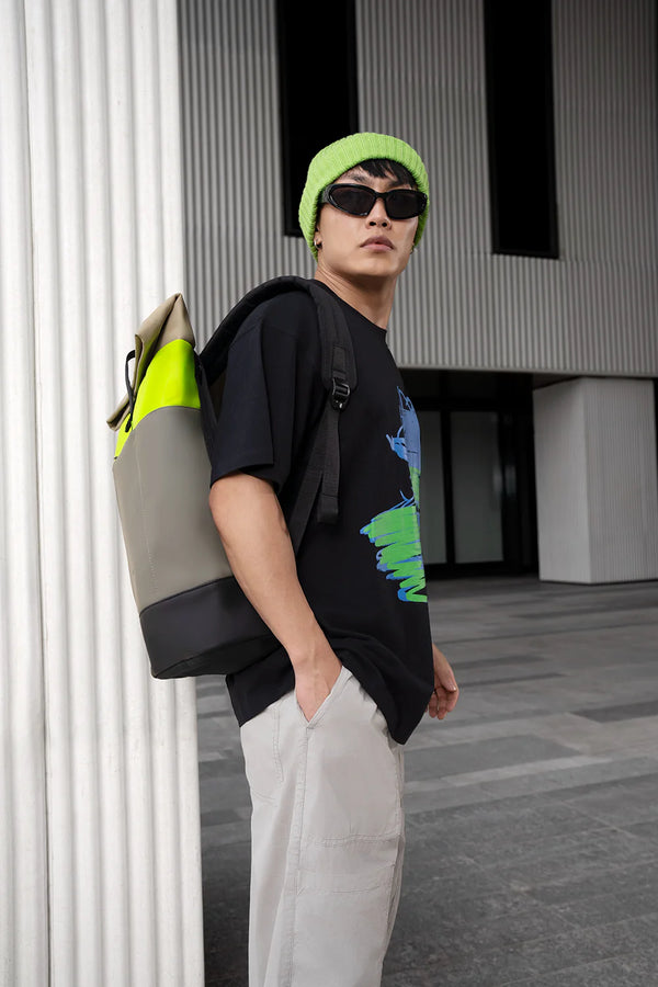 Combo Offer Weekender Backpack + Streak Print Black Oversized T-Shirt