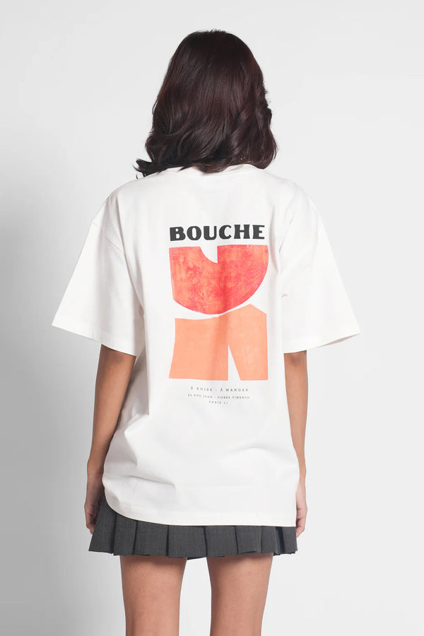 Bouche Print Oversized White T-shirt