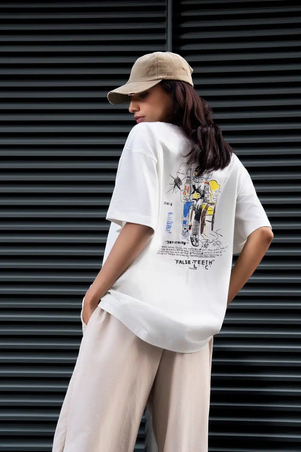 Conceptual Art Oversized White T-shirt